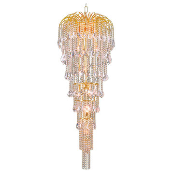Artistry Lighting Falls Collection Hanging Crystal Chandelier 30x65, Gold