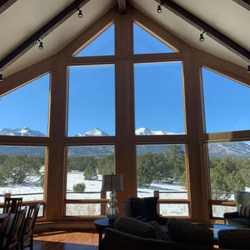 Honeycomb shades on angled windows in Buena Vista Colorado