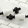 Wall Bathroom Faucet, Elegant White Porcelain Lever Handles, Matte Black