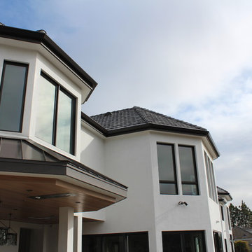 6 inch Angle Face/Flat Face Gutters with smooth Downspouts in Pacific Palisades