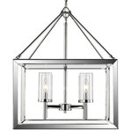 Golden Lighting - Golden Lighting 2074-4 CH-CLR Smyth - 4 Light Chandelier - Modern lanterns feature a handsome beveled cage design  Clean geometry creates a contemporary style  Offered in 3 finishes: Chrome, Gunmetal Bronze and White Gold  Glass fixtures available with Clear Glass or Opal Glass shades  A chandelier creates a stylish focal point  Comfortably sized for a cozy dining room or nook  All mounting hardware included  UL/cUL listed    Canopy Included: TRUE  Shade Included: TRUE  Canopy Diameter: 5 x 5 x 1 Extra-1: Foyer/Living/Dining/Lobby/BedroomSmyth Four Light Chandelier Chrome Clear Glass *UL Approved: YES *Energy Star Qualified: n/a  *ADA Certified: n/a  *Number of Lights: Lamp: 4-*Wattage:60w Candelabra Base bulb(s) *Bulb Included:No *Bulb Type:Candelabra Base *Finish Type:Chrome