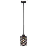 Maxim Lighting - Maxim Lighting 35059BZGTGLD Weave - 11" 11W 1 LED Mini Pendant - Bands of metal are woven on a frame and finished in Bronzed Gilt on the outside and a contrasting Gold Leaf finish on the inside. The result is a warm glow of LED light that is cast into the room with a unique design that enhances the beauty of the room.Canopy Included: TRUE Canopy Diameter: 5.13 x 5.Color Temperature: 3000CRI: 90+Lumens: 770* Number of Bulbs: 1*Wattage: 11W* BulbType: PCB LED* Bulb Included: No