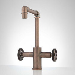 EDISON SINGLE HOLE DUAL HANDLE BRASS BATHROOM FAUCET WITH POP-UP DRAIN - Bathroom Sink Faucets