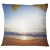 Deserted Beach With Palm Leaves Seashore Throw Pillow, 16"x16"