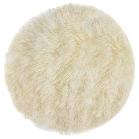 New Zealand Round Sheepskin Rug 5' Diameter, Natural