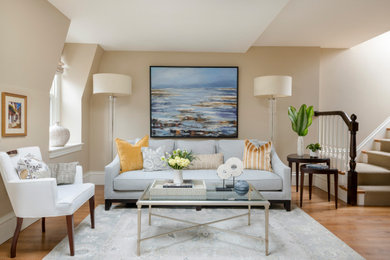 Transitional living room in Boston.