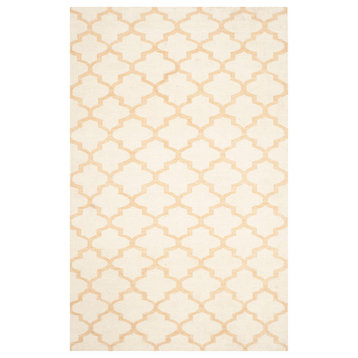 Safavieh Dhurries Collection DHU117 Rug, Ivory/Gold, 5'x8'