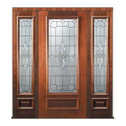 Prehung Sidelites Door 80 Wood Mahogany Versailles 3/4 Lite Glass - Front Doors