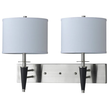 60W Wl Lamp with 3W Push/Switch, Brushed Steel Finish, White