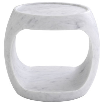 White Marble Round Side Table | Eichholtz Clipper Low