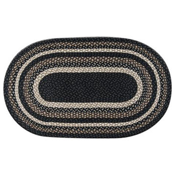 Mocha and Frappuccino Braided Rug, 27"X45" Oval