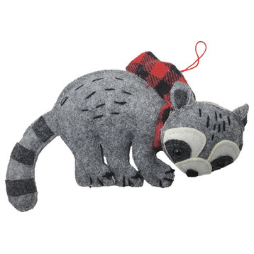 Cute Hand Crafted Plush Felt Ornament Woodland Animal 7 in Large, Raccoon