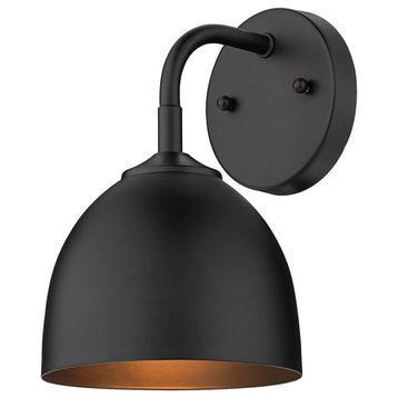Zoey 1 Light Wall Sconce, Matte Black With Black