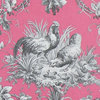 Pink Rooster Toile Fabric French Chicken, Standard Cut
