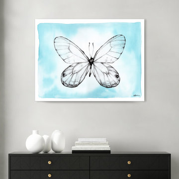 'Blue Butterfly' Wrapped Canvas Wall Art