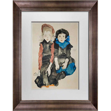 Egon SCHIELE Lithograph “Two Little Girls” SIGNED #‘ed Limited Ed: w/Frame