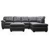 Baxton Studio Mario Brown Leather Modern Sectional Sofa with Ottoman Set of