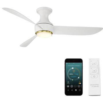 Corona 1 Light 52 in. Indoor Ceiling Fan, 2700K, Soft Brass and Matte White
