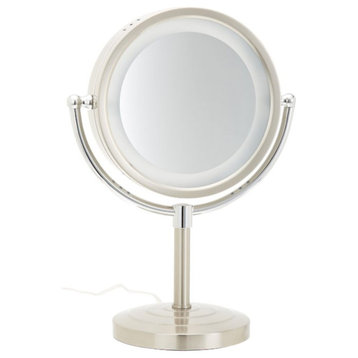 Jerdon HL745CO 8.5" Tabletop Two-Sided Swivel Halo Lighted Vanity Mirror, Chrome