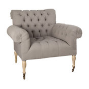 Capitone Cotton Armchair With Wheels, Grey