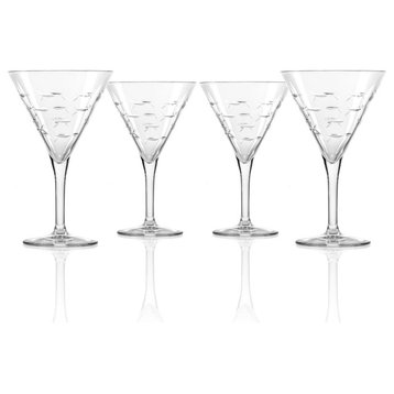 School of Fish 7.5 oz. Martini Glasses, Set of 4