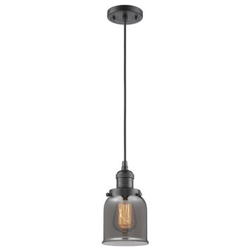 1-Light Small Bell 5" Pendant, Oil Rubbed Bronze, Glass: Plated Smoked