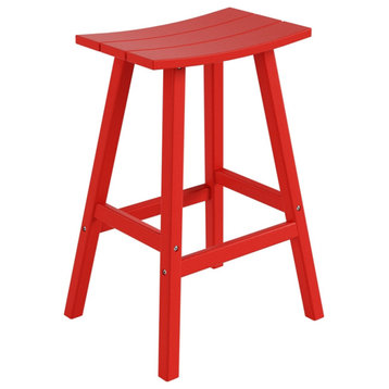 Florence Outdoor 29" HDPE Plastic Saddle Seat Barstool in Red