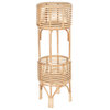 Rattan Indoor Two-Tier Plant Stand, 28", Natural