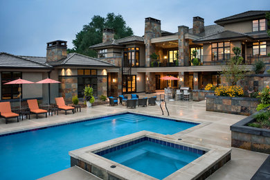Inspiration for a large contemporary rectangular pool remodel in Denver