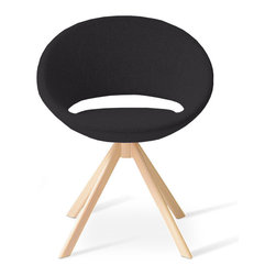 Crescent Sword Dining Chair | Charcoal Wool - Dining Chairs