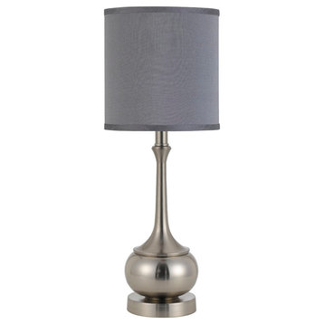 Cal Lighting Tapron Metal Accent Lamp, Brushed Steel