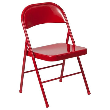 Hercules Series Double Braced Metal Folding Chair, Red