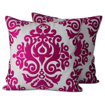Fuchsia Beauty Cotton Cushion Covers, Set of 2