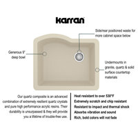 Karran Undermount Quartz Composite 24" Single Bowl Kitchen Sink, Bisque