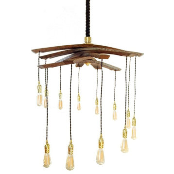 Lucciole Recycled Wine Barrel Staves 12 Lights Chandelier