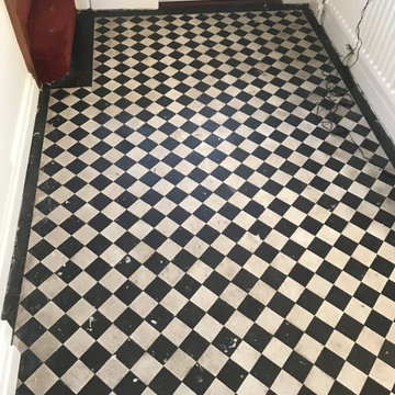 Chequered Victorian Tiled Hallway Floor Refurbished in Stoke-on-Trent