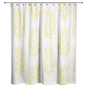 Yellow Fern Leaves 71x74 Shower Curtain