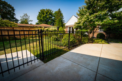 Metal Driveway Fence with Privacy Wood Fence