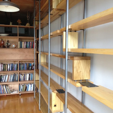 Modern Wood and Steel Floating Shelf Installation