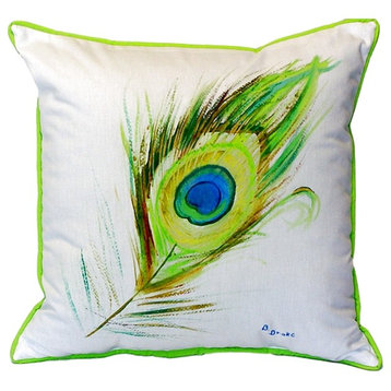 Peacock Feather Extra Large Zippered Pillow, 22"x22"