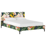 Skyline Furniture MFG. - Sade Platform Bed, Ibiza Multi, King - This handcrafted upholstered platform bed adds a sleek and modern feel to your bedroom. Featuring metal Y legs and upholstered in a bright and eye-catching fabric, this bed is a beautiful piece to bring warmth and style to any bedroom.