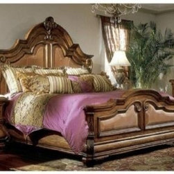 AICO Furniture - Tuscano Mansion Bed Available in 2 Sizes - 340BED - Bedroom Products