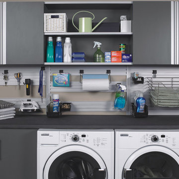 Modern laundry room in garage or utility area
