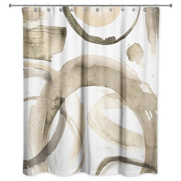 Beige Abstract Circles 71x74 Shower Curtain