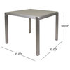 Bexey Outdoor Modern 4 Seater Aluminum Dining Set With Faux Wood Table Top, Alum