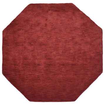 Hand Knotted Loom Wool Area Rug Solid Red