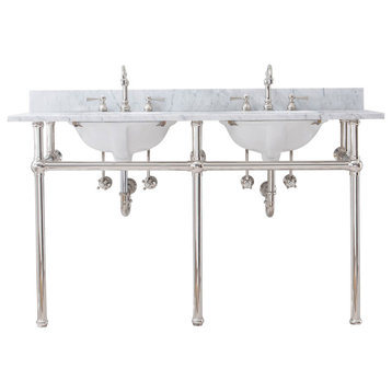 Embassy 60" Wide Double Wash Stand, P-Trap, Countertop With Basin, Faucet