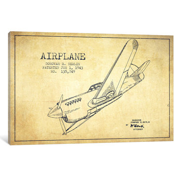"Plane Vintage Patent Blueprint" by Aged Pixel, 26x18x1.5