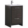 Alma-Allier Freestanding Vanity With Integrated Sink, Gray, 24"