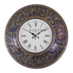 Bronze Wall Clock with Fired Glass Mosaic Tiles - Wall Clocks
